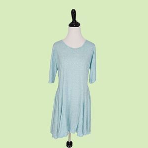 Comfy USA Tunic White Green Stripe V neck Pullover Lagenlook‎ Womens L